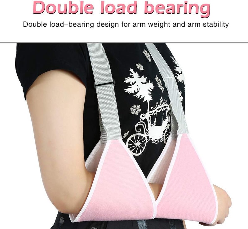 woobles Arm Sling, 2 Colors Adjustable Children Adult Arm Sling Shoulder Support Sprain Fracture Brace Strap for Arm and Upper Arm Fracture, Shoulder Joint Injury(Pink) - Image 4